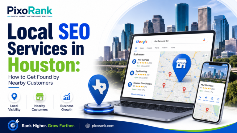Local SEO services in Houston map pack results on a mobile phone